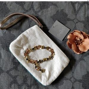 NWT Anthropologie beaded A Zip Clutch Bag